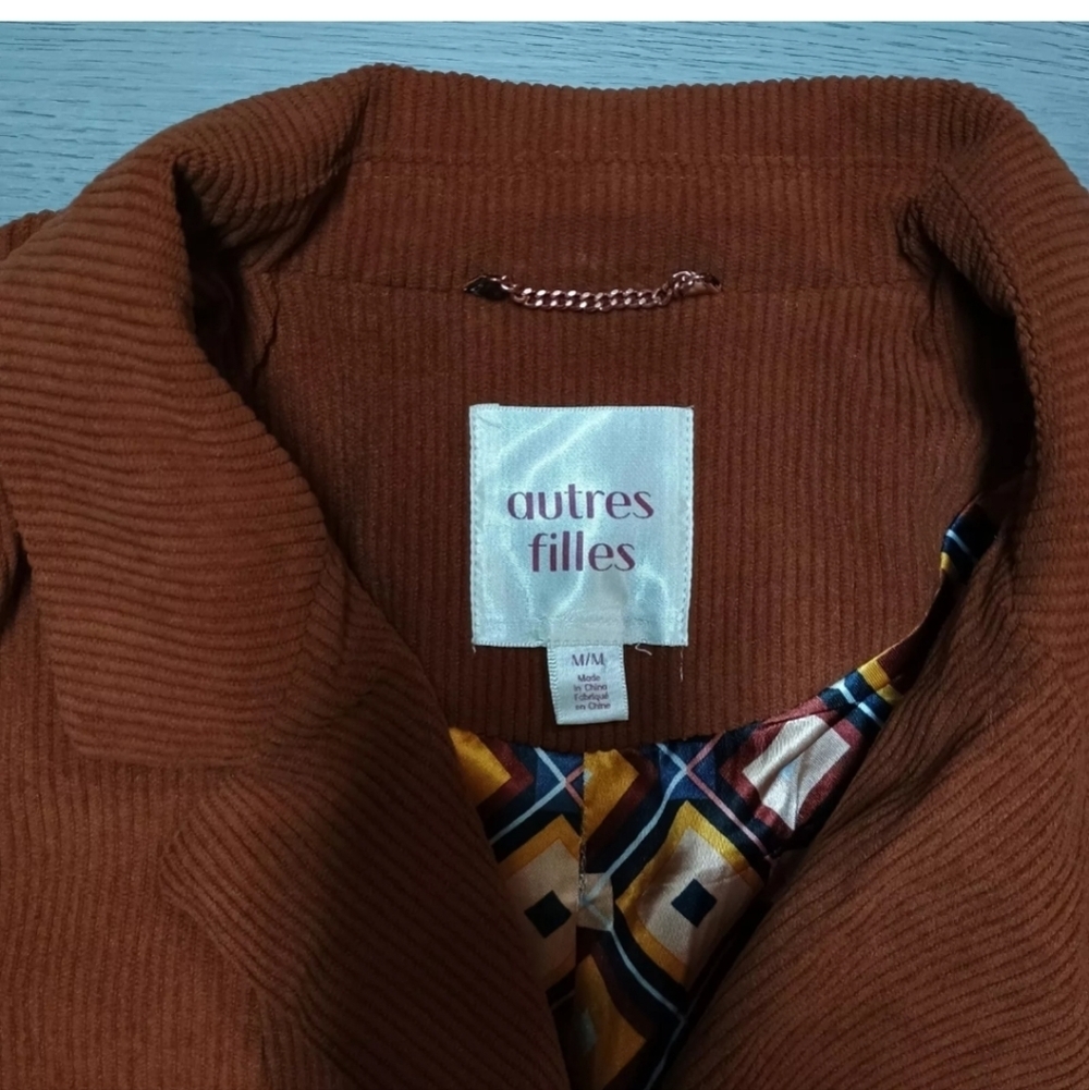 Autres Filles Women's Brown Lined Corduroy Pocket Blazer Jacket  Size Medium - Picture 4 of 9